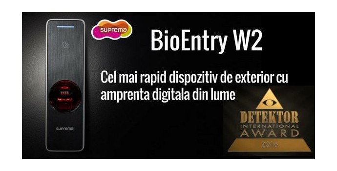 Suprema BioEntry W2 premiat in cadrul Detektor International Award 2016